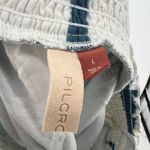 Pilcro Skirt Womens L Boho Ruffle Tie Dye Blue‎ White Peasant Feminine Smocked - Picture 5 of 8